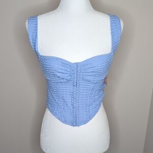 SHEIN Light Blue Lace Corset Top